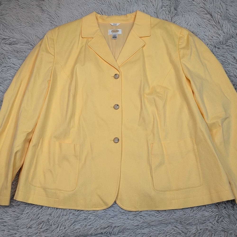 Vintage‎ Talbots Jacket Womens 22W Yellow Coat Pockets Button Up Stretch Comfort